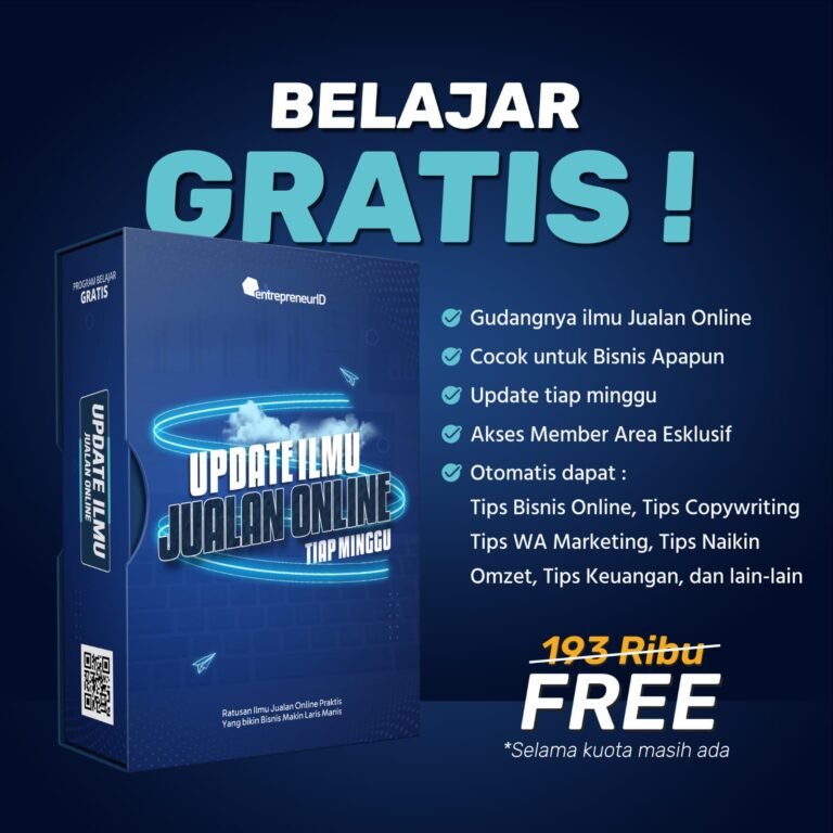 Update ilmu jualan online gratis dengan tips bisnis, copywriting, dan WhatsApp marketing setiap minggu