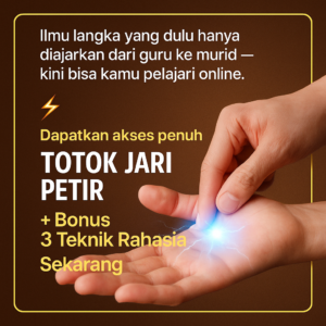 Totok Jari Petir dengan ilustrasi terapi jari dan efek cahaya listrik di telapak tangan